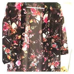 Floral Kimono! Sheer, black